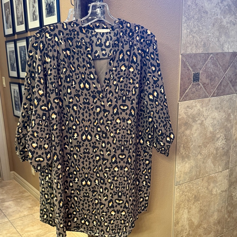 Entro Animal Print V-Neck Dress